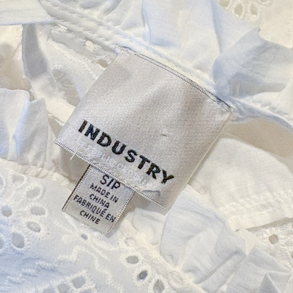 Industry Cotton High Neck Eyelet Blouse Top - Picture 6 of 9